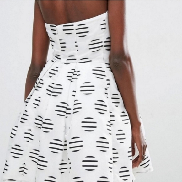 ASOS Spot Stripe Bandeau Prom Mini Dress Size 6 - Picture 5 of 10